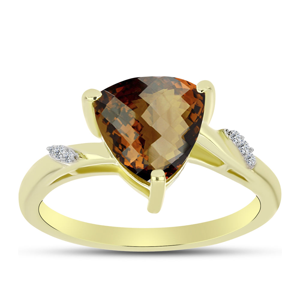 Goldplattierter Silberring mit Cognac-Quarz und weißem Topas 3 