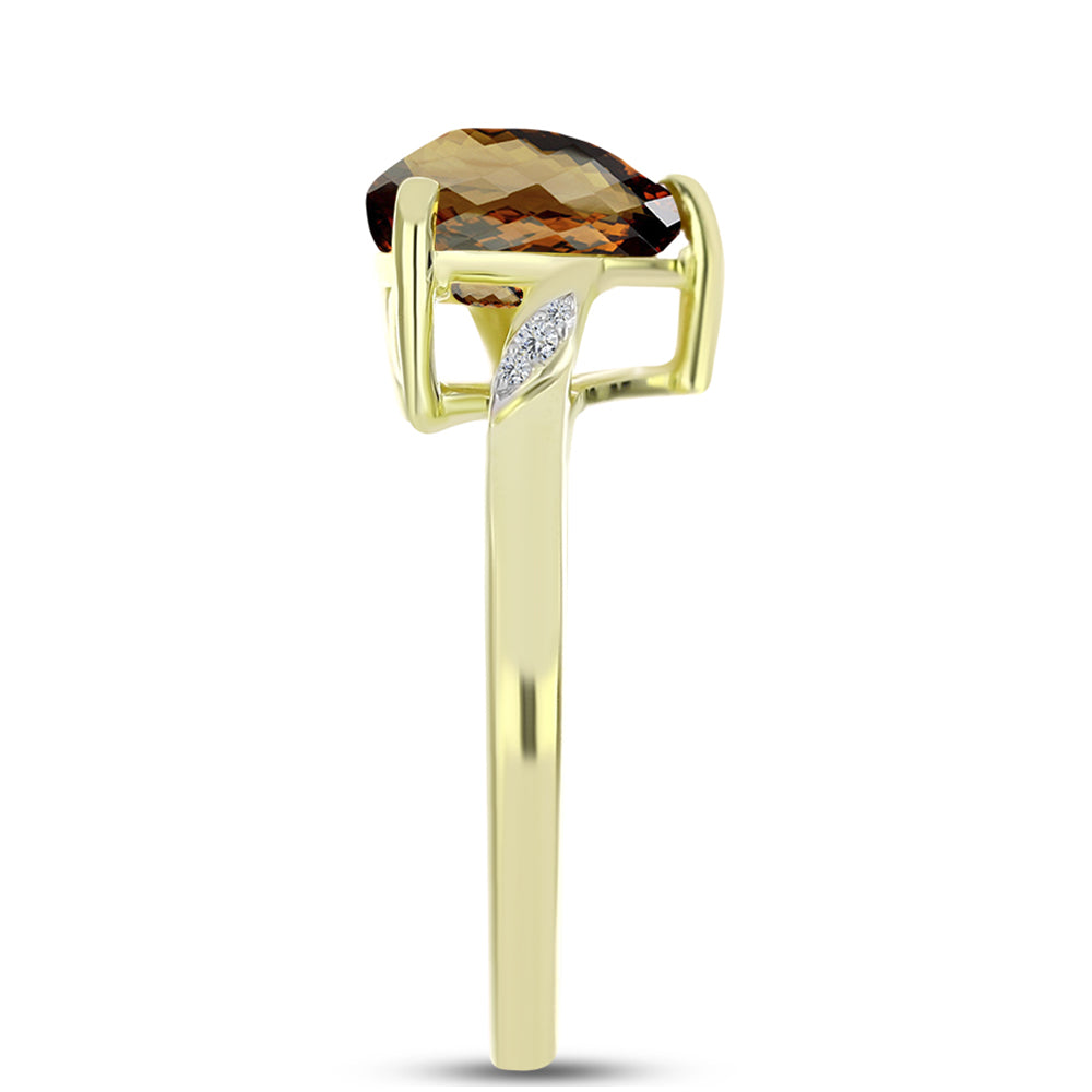 Goldplattierter Silberring mit Cognac-Quarz und weißem Topas