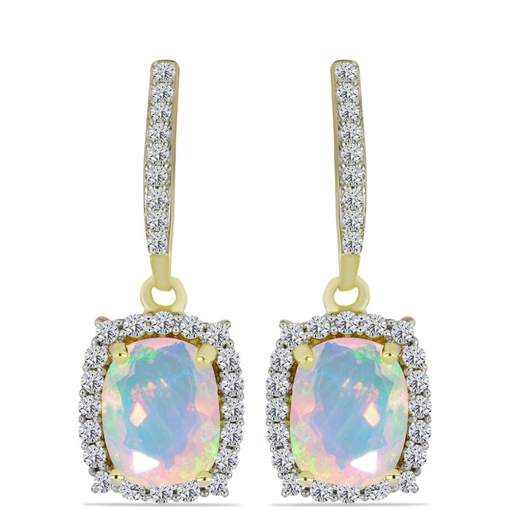 Goldplattierte Silberohrringe mit Welo-Opal und weißem Topas 1 