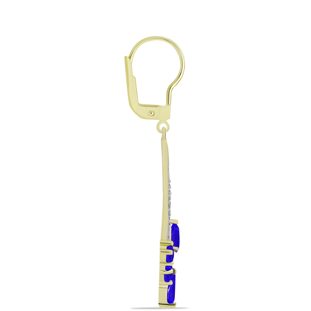 Goldplattierte Silberohrringe mit blauem Achat und weißem Topas 2 
