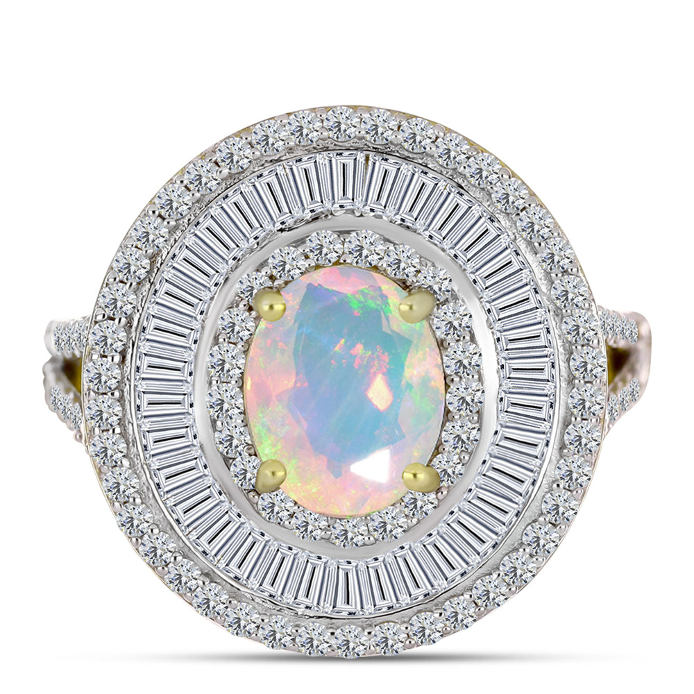 Goldplattierter Silberring mit Welo-Opal und weißem Zirkon 1 