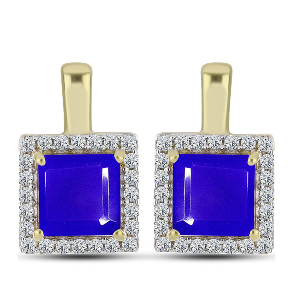 Goldplattierte Silberohrringe mit blauem Achat und weißem Topas