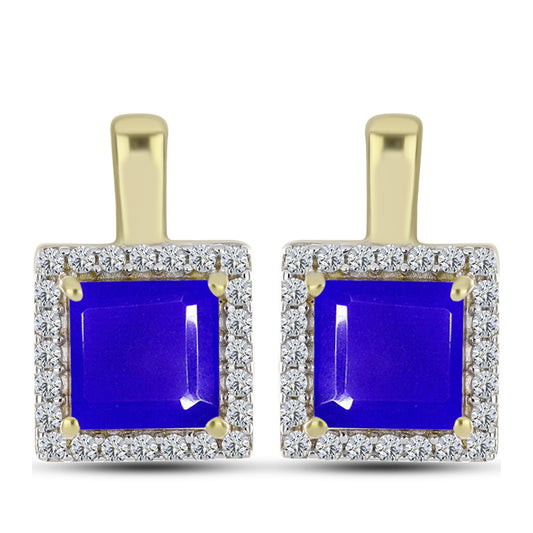 Goldplattierte Silberohrringe mit blauem Achat und weißem Topas
