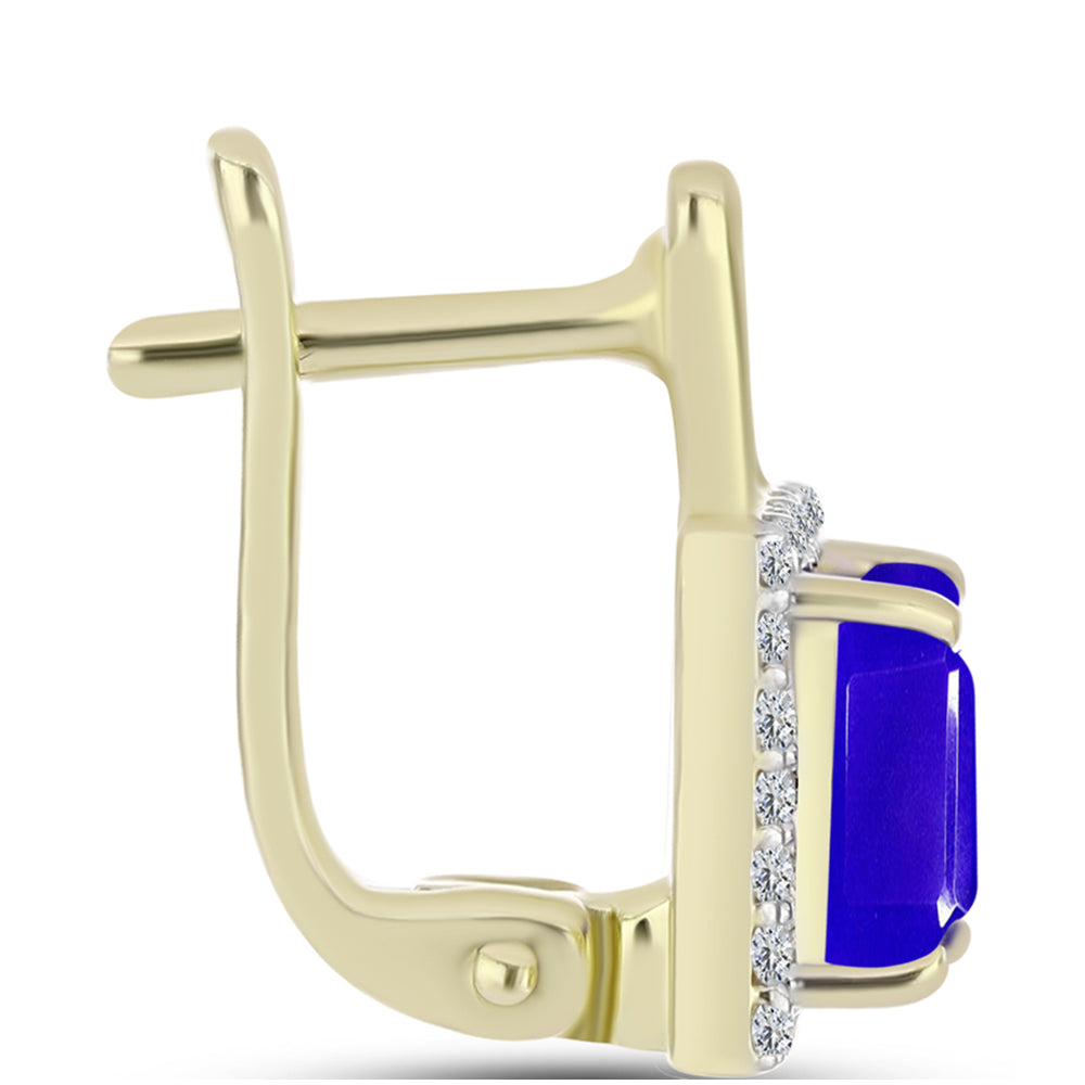 Goldplattierte Silberohrringe mit blauem Achat und weißem Topas 2 