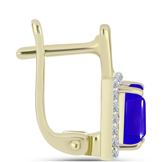 Goldplattierte Silberohrringe mit blauem Achat und weißem Topas