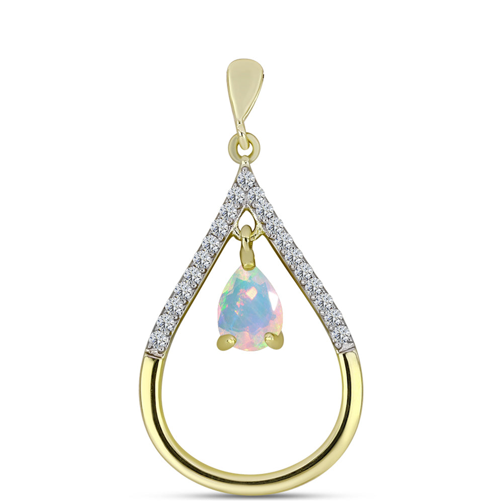 Goldplattierter Silberanhänger mit Welo-Opal und weißem Topas