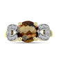 Goldplattierter Silberring mit Cognac-Quarz und weißem Topas