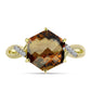 Goldplattierter Silberring mit Cognac-Quarz und weißem Topas