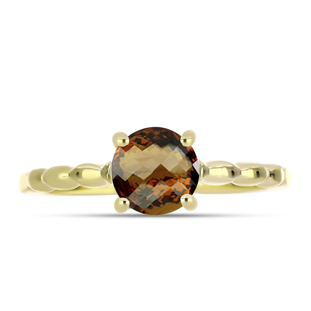 Goldplattierter Silberring mit Cognac-Quarz 1 