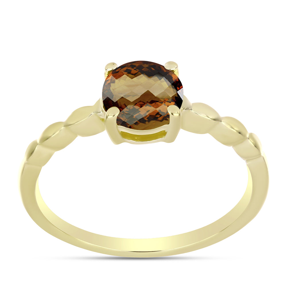Goldplattierter Silberring mit Cognac-Quarz 3 