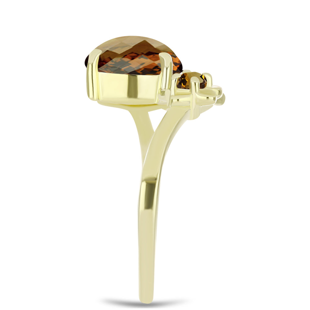 Goldplattierter Silberring mit Cognac-Quarz 4 
