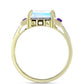 Goldplattierter Silberring mit Regenbogenmondstein und marokkanischem Amethyst