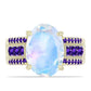 Goldplattierter Silberring mit Regenbogenmondstein und marokkanischem Amethyst