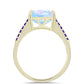 Goldplattierter Silberring mit Regenbogenmondstein und marokkanischem Amethyst