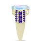 Goldplattierter Silberring mit Regenbogenmondstein und marokkanischem Amethyst