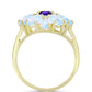 Goldplattierter Silberring mit Regenbogenmondstein und marokkanischem Amethyst