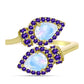 Goldplattierter Silberring mit Regenbogenmondstein und marokkanischem Amethyst