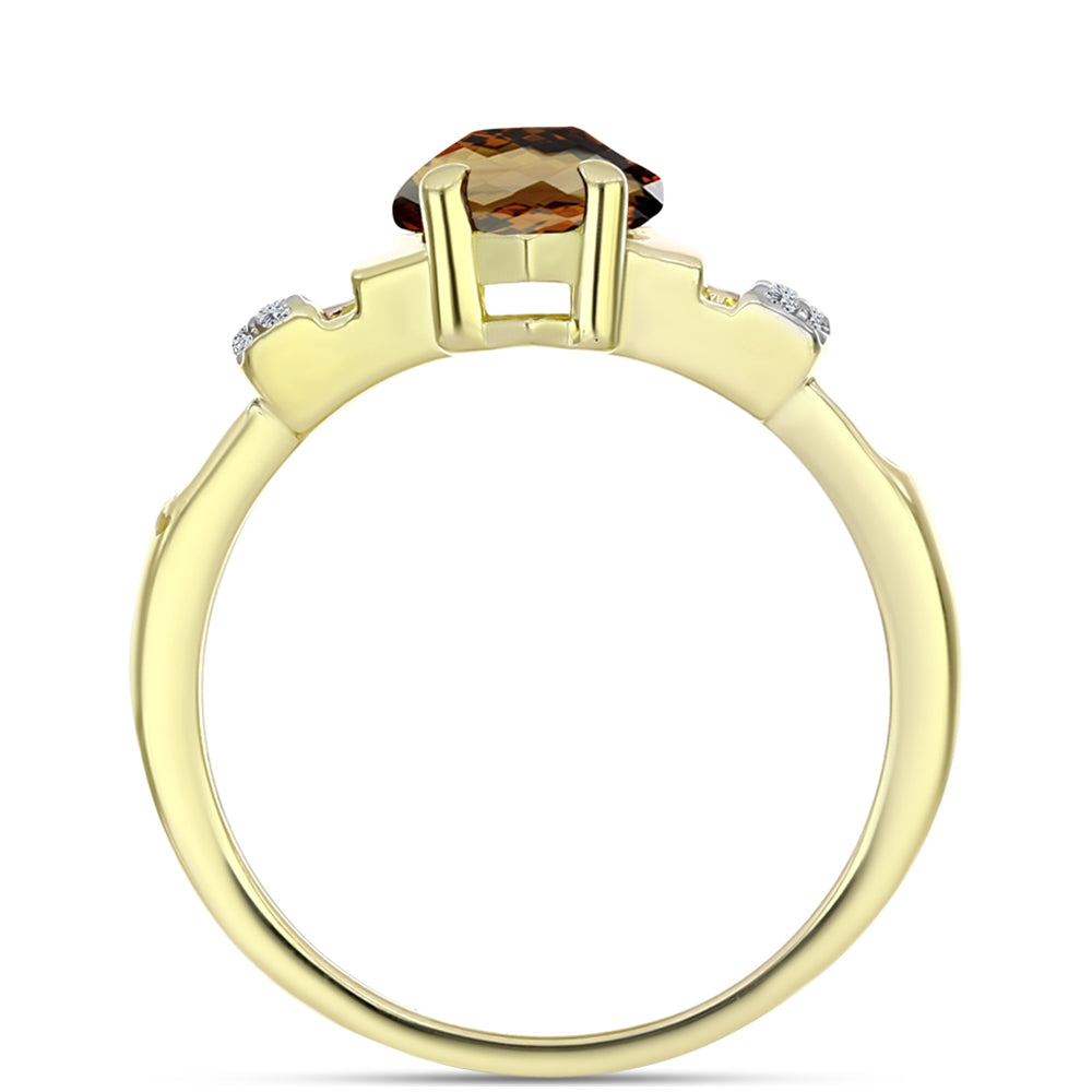 Goldplattierter Silberring mit Cognac-Quarz und weißem Topas 2 