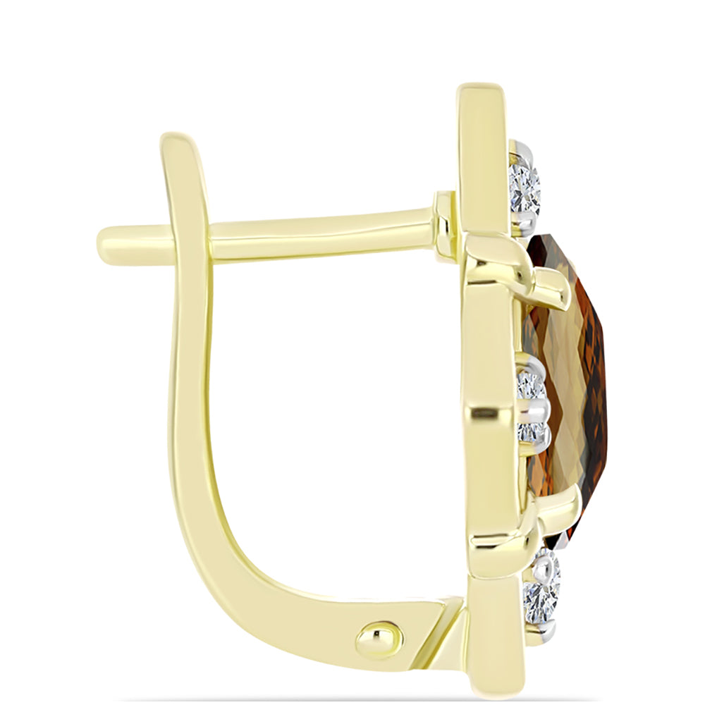 Goldplattierte Silberohrringe mit Cognac-Quarz und weißem Topas 2 
