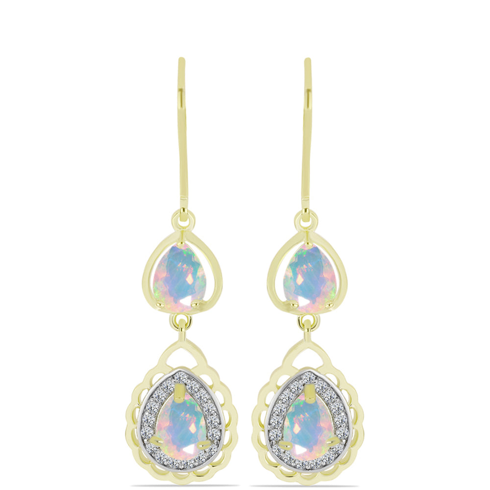 Goldplattierte Silberohrringe mit Welo-Opal und weißem Topas 1 
