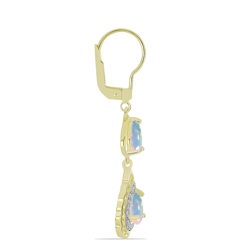 Goldplattierte Silberohrringe mit Welo-Opal und weißem Topas 2 