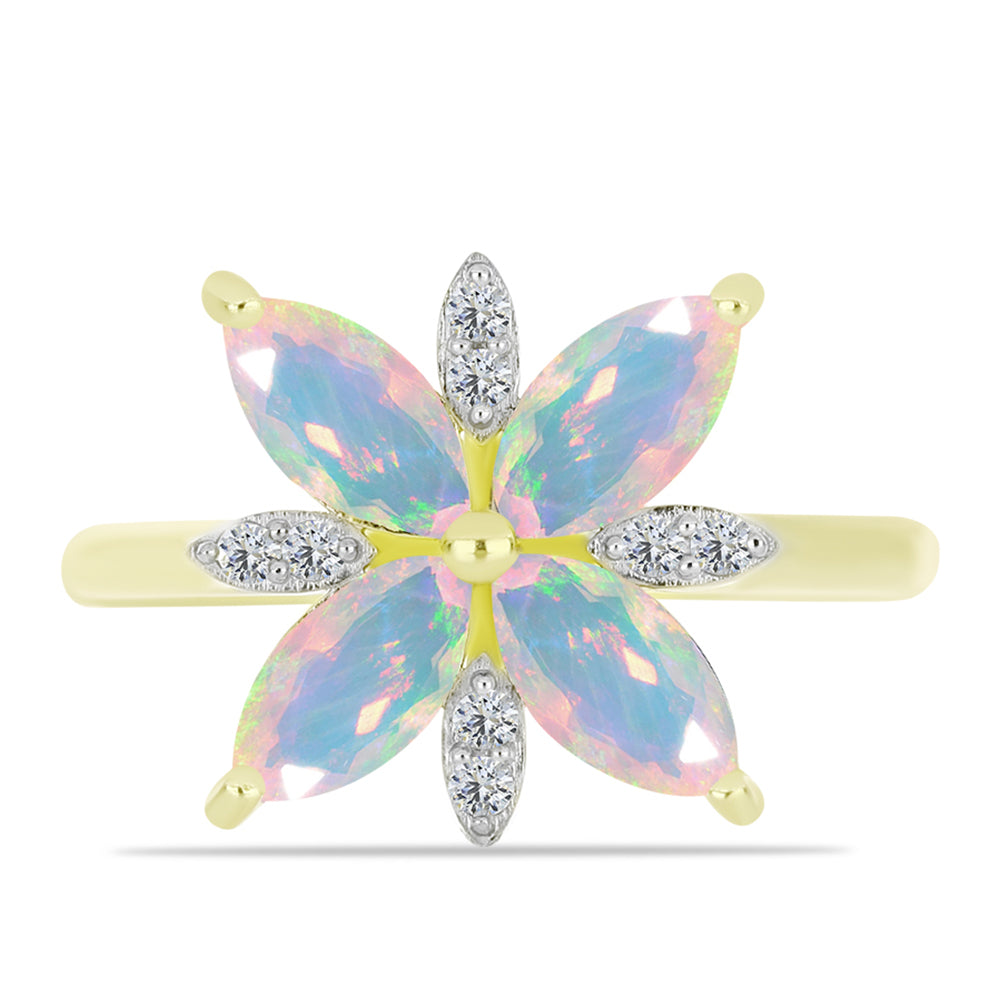 Goldplattierter Silberring mit Welo-Opal und weißem Topas 1 