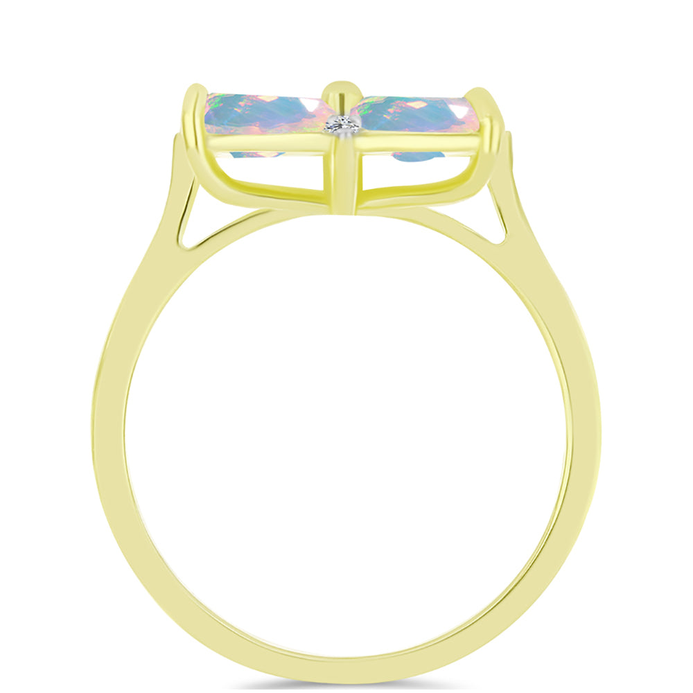 Goldplattierter Silberring mit Welo-Opal und weißem Topas 2 