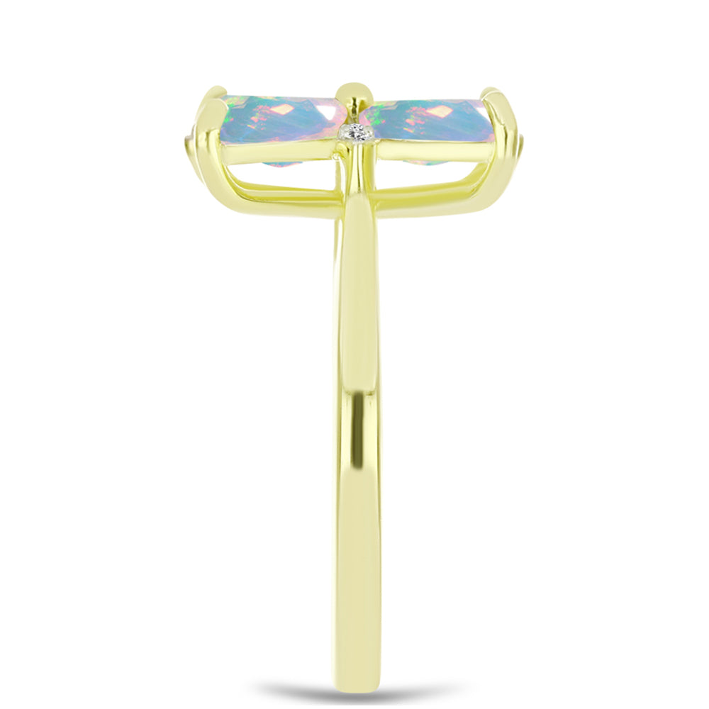 Goldplattierter Silberring mit Welo-Opal und weißem Topas 4 
