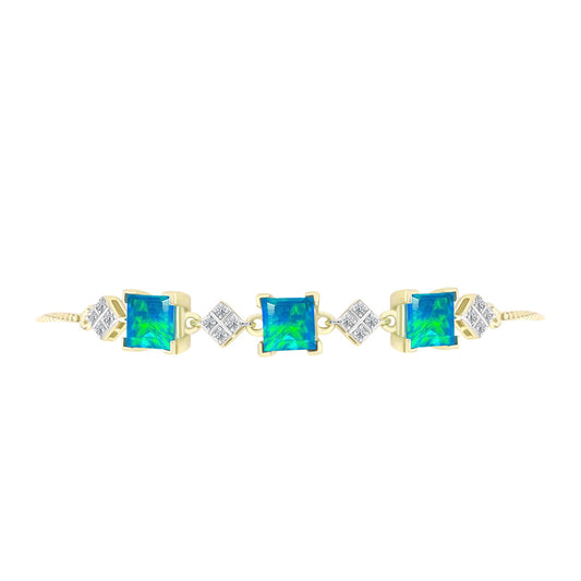 Goldplattiertes Silberarmband mit äthiopischem Paraiba-Blauopal und weißem Topas