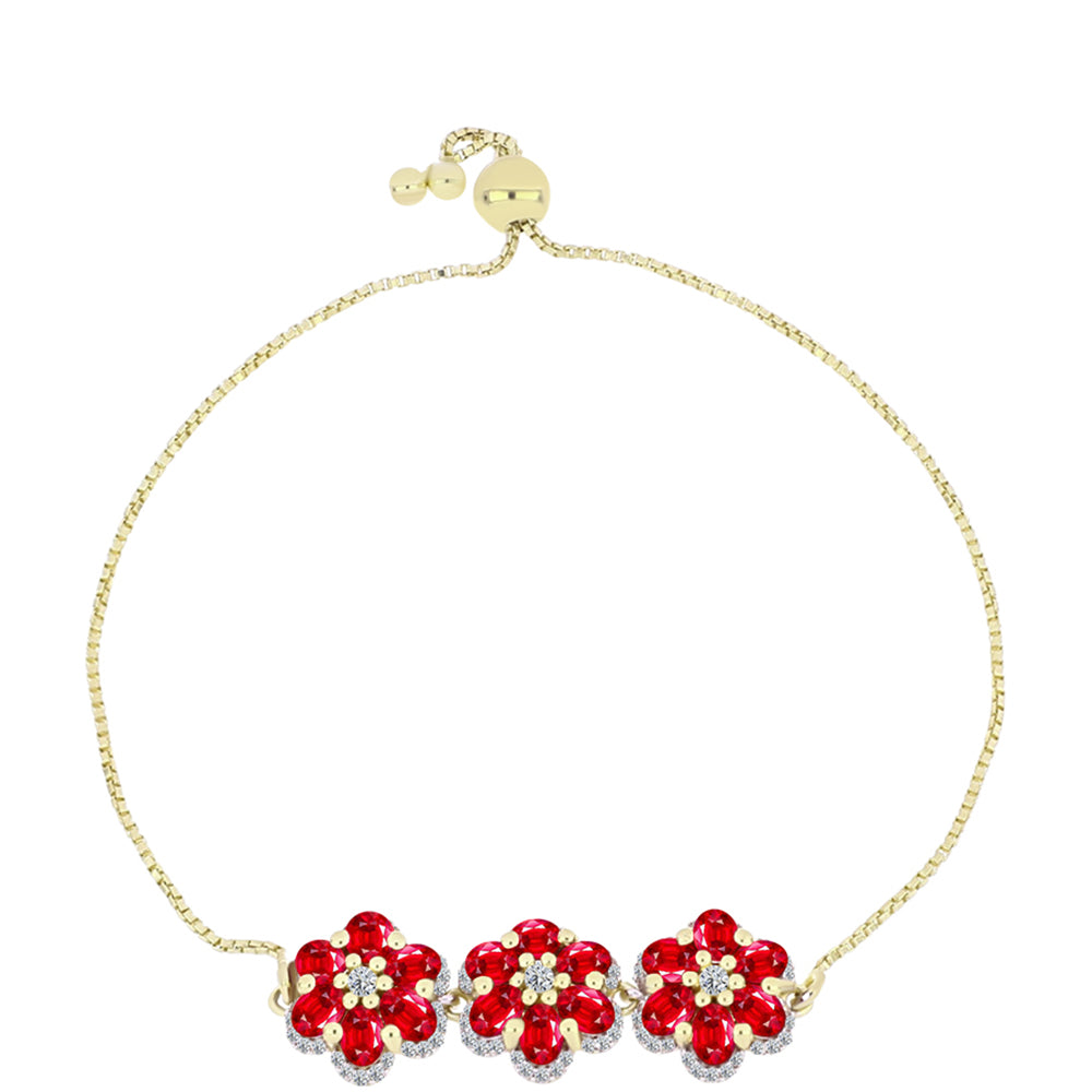 Goldplattiertes Silberarmband mit rotem Achat und weißem Topas