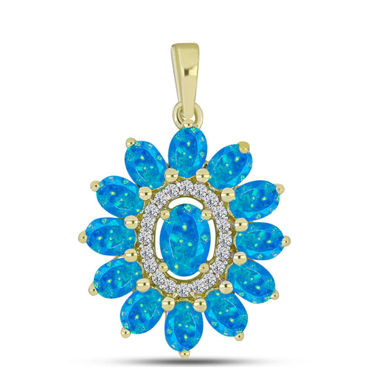 Goldplattierter Silberanhänger mit äthiopischem Paraiba-Blauopal und weißem Topas