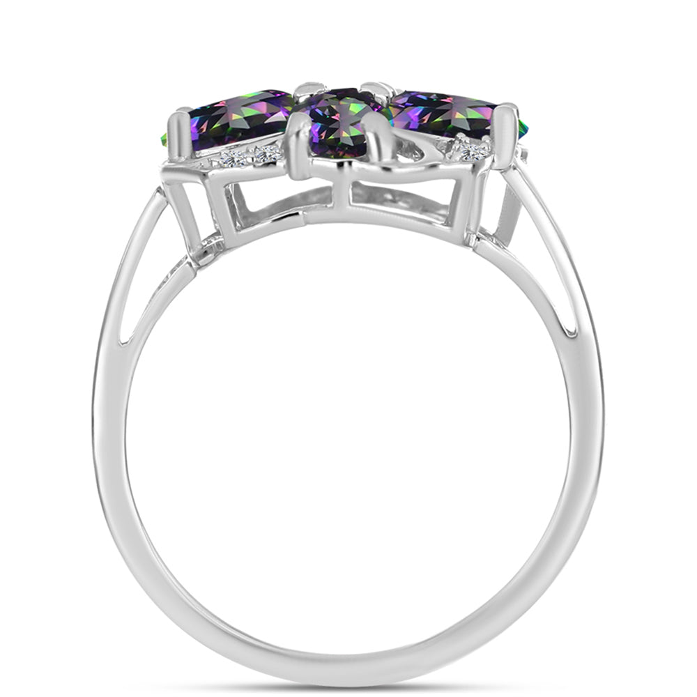 Silberring mit mystischem Topas und weißem Topas 2 