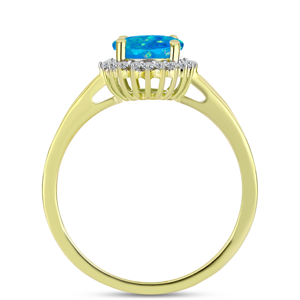 Goldplattierter Silberring mit äthiopischem Paraiba-Blauopal und weißem Topas 2 