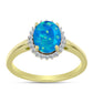 Goldplattierter Silberring mit äthiopischem Paraiba-Blauopal und weißem Topas
