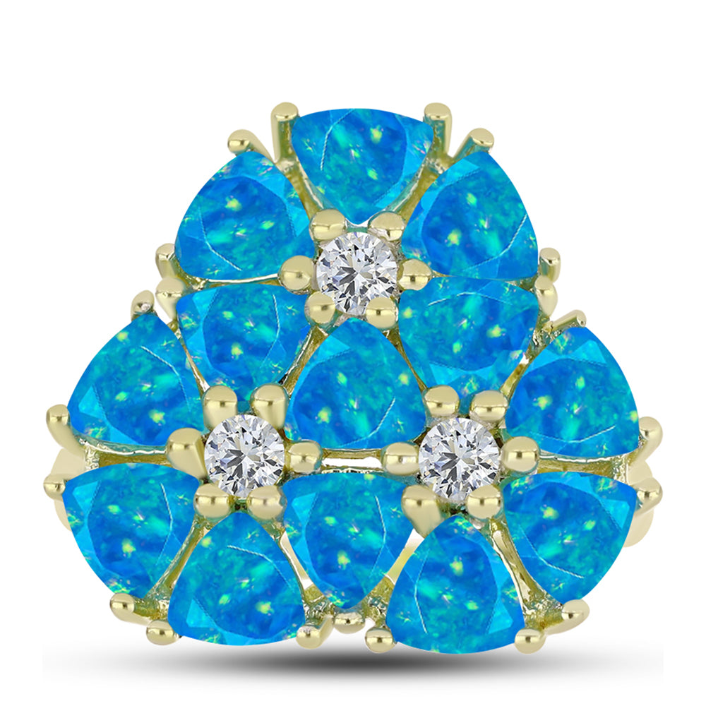 Goldplattierter Silberring mit äthiopischem Paraiba-Blauopal und weißem Topas