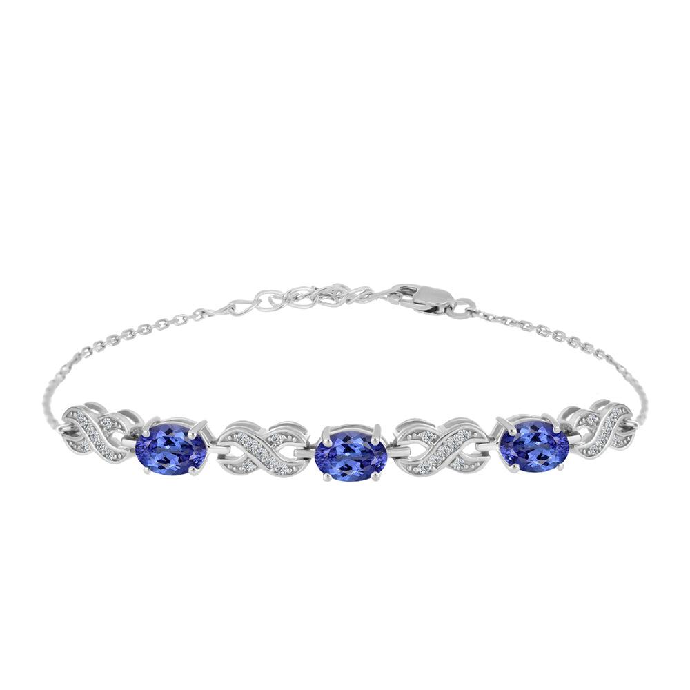Silberarmband mit Tansanit und weißem Topas 1 