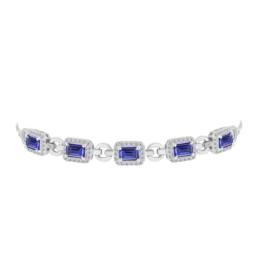 Silberarmband mit Tansanit und weißem Topas