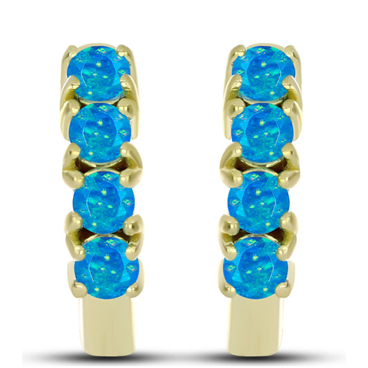 Goldplattierte Silberohrringe mit äthiopischem Paraiba-Blauopal
