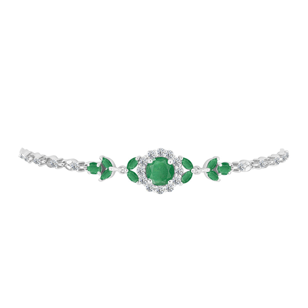 Silberarmband mit brasilianischem Smaragd und weißem Topas 2 