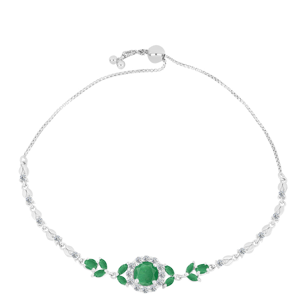 Silberarmband mit brasilianischem Smaragd und weißem Topas 1 