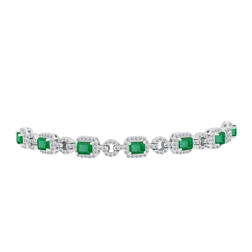 Silberarmband mit brasilianischem Smaragd und weißem Topas 2 