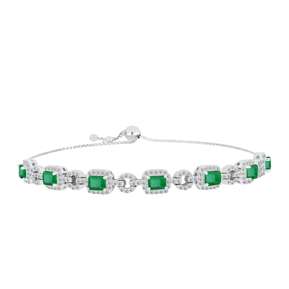 Silberarmband mit brasilianischem Smaragd und weißem Topas