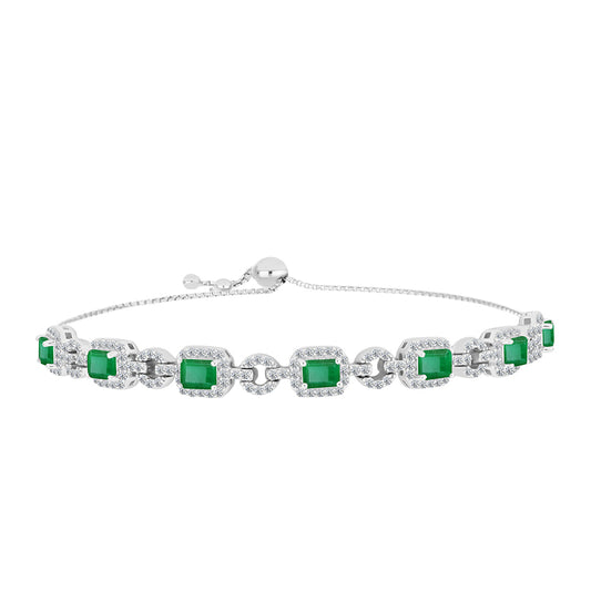 Silberarmband mit brasilianischem Smaragd und weißem Topas