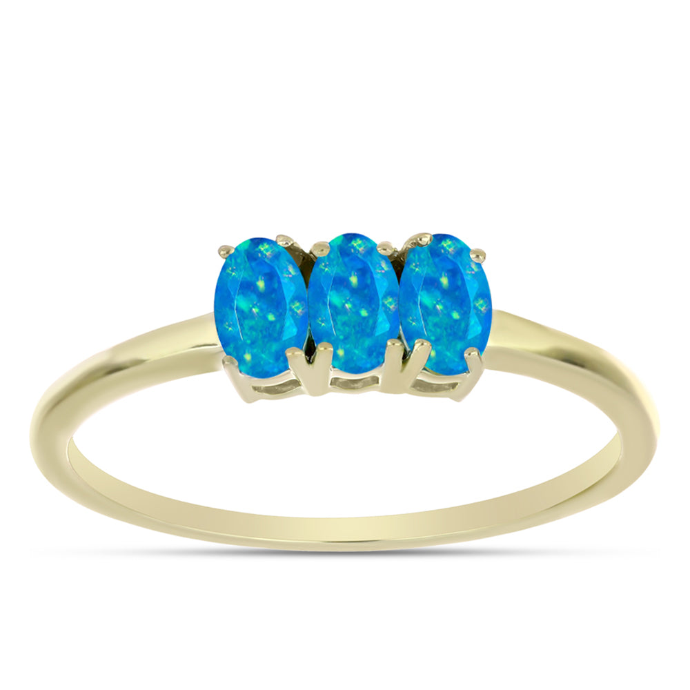 Goldplattierter Silberring mit äthiopischem Paraiba-Blauopal 3 