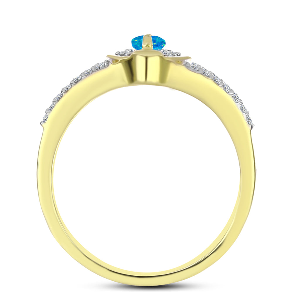 Goldplattierter Silberring mit äthiopischem Paraiba-Blauopal und weißem Topas 2 