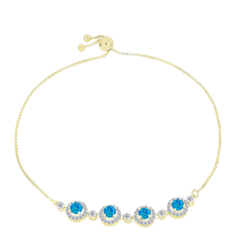 Goldplattiertes Silberarmband mit äthiopischem Paraiba-Blauopal und weißem Topas 1 