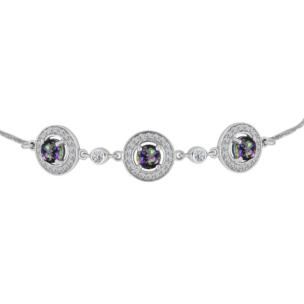 Silberarmband mit mystischem Topas und weißem Topas