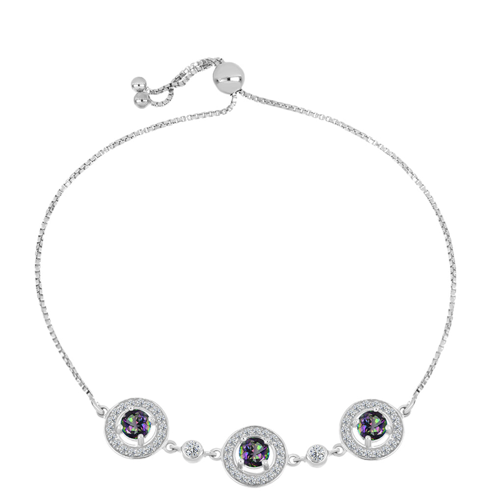 Silberarmband mit mystischem Topas und weißem Topas 1 