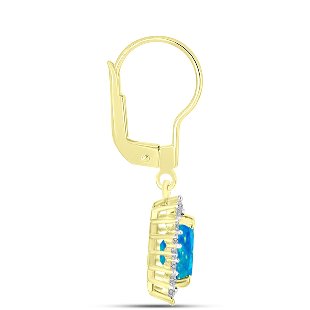 Goldplattierte Silberohrringe mit äthiopischem Paraiba-Blauopal und weißem Topas 2 