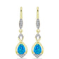 Goldplattierte Silberohrringe mit äthiopischem Paraiba-Blauopal und weißem Topas